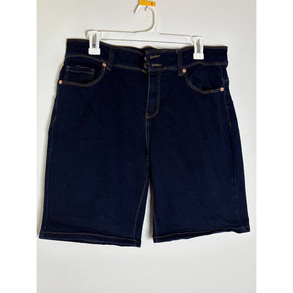 Sandpiper Womens Bermuda Denim Shorts Indigo Blue High Rise Size 16W